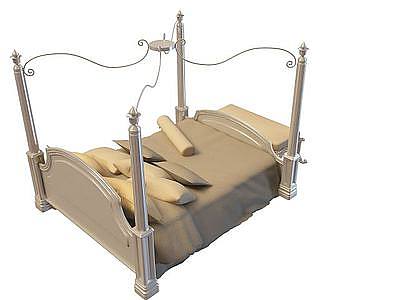 3d欧式双人四柱床免费模型
