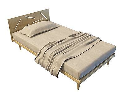 3d实木单人床免费模型