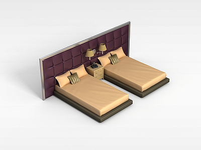 3d酒店双床模型