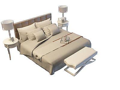 3d现代双人床免费模型