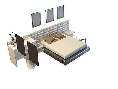 3d精美现代双人床免费模型