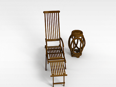 3d中式实木躺椅模型