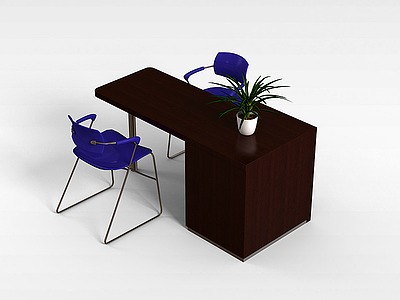 3d简约办公桌椅模型