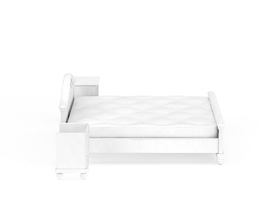 3d白色双人床免费模型