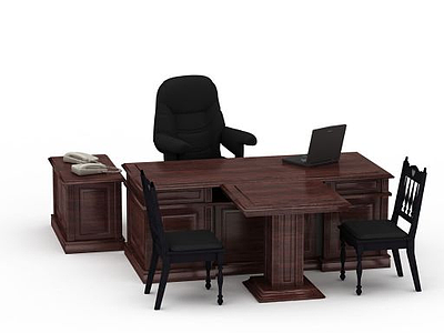 典雅老板桌椅模型3d模型