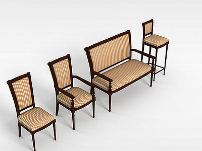 中式座椅组合模型3d模型