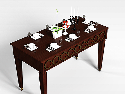 3d长形餐桌模型