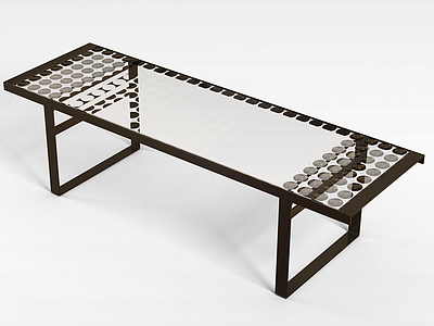 3d灰色钢化玻璃桌模型