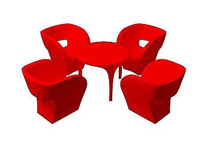 3d红色桌椅组合免费模型