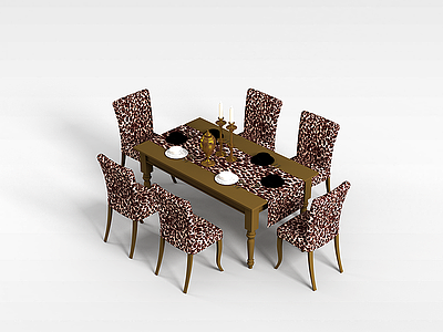 豹纹餐桌模型3d模型