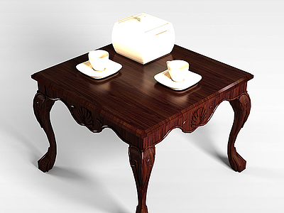 实木茶桌模型3d模型