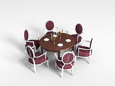 3d木质欧式餐桌模型