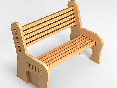 3d实木休闲排椅模型