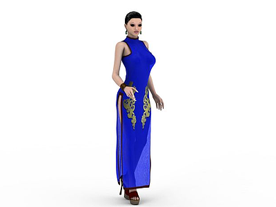 旗袍女人模型3d模型