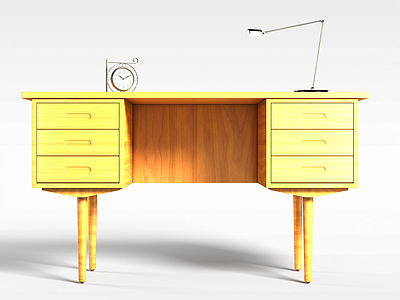原色木质书桌模型3d模型