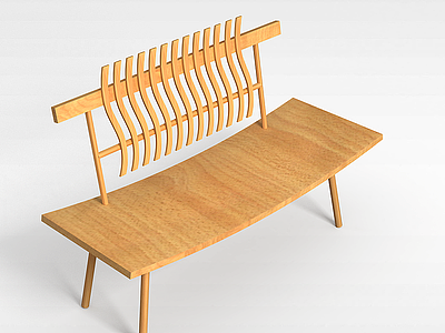 3d创意实木长椅模型