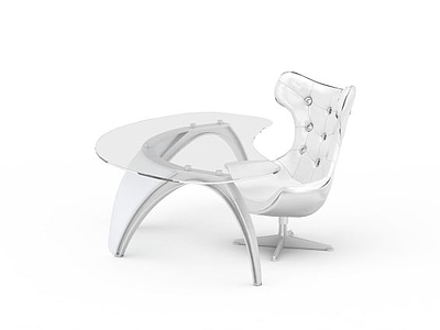 时尚书房桌椅模型3d模型
