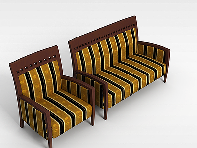 实木布艺沙发模型3d模型