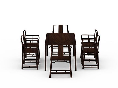 3d中式桌椅组合免费模型