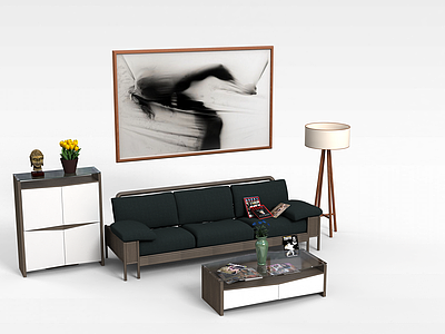 3d黑色现代沙发模型