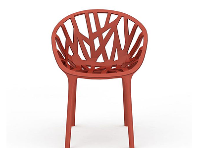 红色简约藤椅模型3d模型