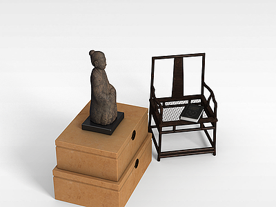 3d实木太师椅模型