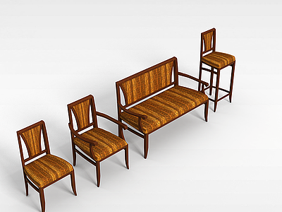 中式沙发椅组合模型3d模型