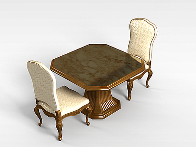 欧式双人桌椅模型3d模型