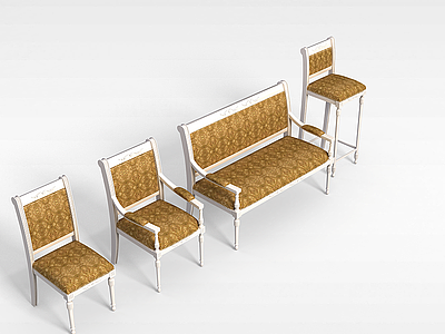 3d中式实木椅组合模型