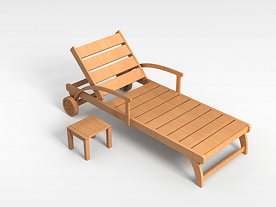 户外实木躺椅模型3d模型