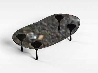 3d玻璃台面椭圆桌模型