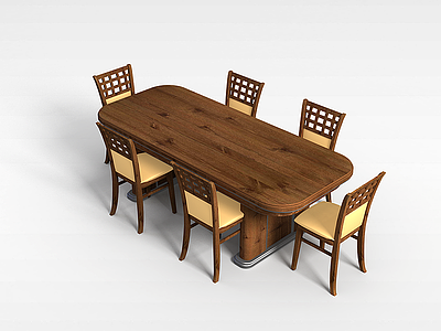 3d<font class='myIsRed'>实木餐桌椅组合</font>模型