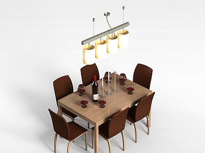 3d客厅餐桌椅组合模型