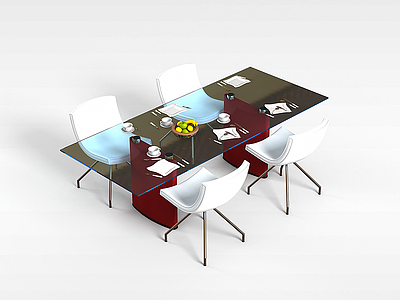 3d现代餐桌椅模型