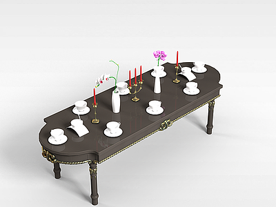 条形餐桌模型3d模型