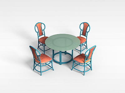 3d<font class='myIsRed'>圆形餐桌椅组合</font>模型