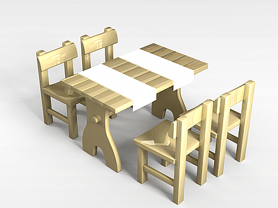 3d小户型餐桌椅模型