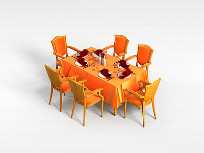 3d饭店就餐桌椅模型