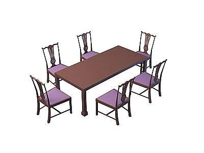 中式复古桌椅模型3d模型