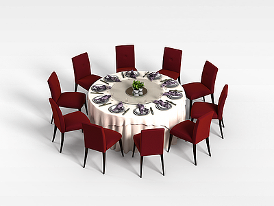 3d饭店专用餐桌椅模型