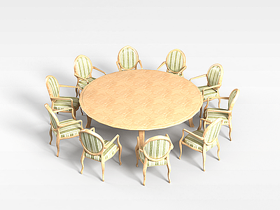 大型桌椅组合模型3d模型