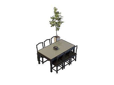 黑色现代餐桌模型3d模型