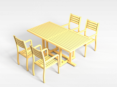 3d木质桌椅组合模型