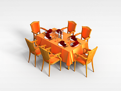 欧式布艺餐桌模型3d模型