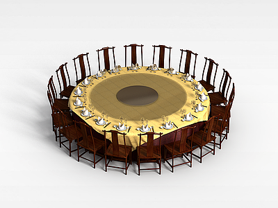3d超大餐桌椅组合模型