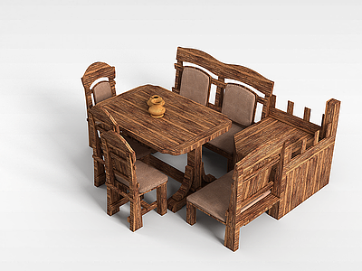 3d中式庭院桌椅模型