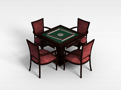 3d麻将桌椅组合模型