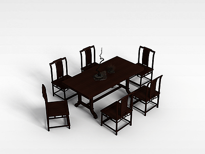 中式桌椅组合模型3d模型