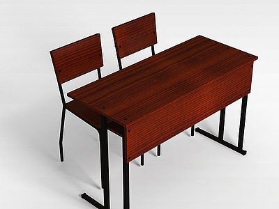 教室桌椅组合模型3d模型