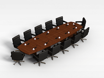 高档会议桌椅模型3d模型